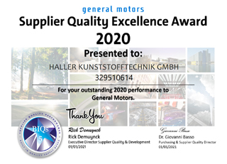 GM Supplier Quality Excellence Award 2020
