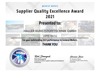 GM Supplier Quality Excellence Award 2020