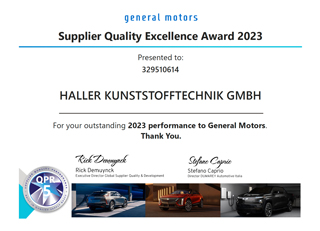 GM Supplier Quality Excellence Award 2023