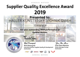 GM Supplier Quality Excellence Award 2019