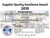 GM Supplier Quality Excellence Award 2020