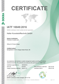 Certificate IATF 16949:2016