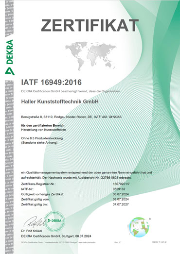 Zertifikat IATF 16949:2016